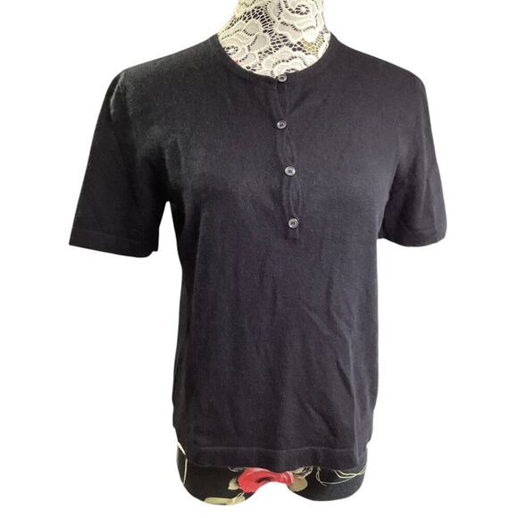 Celine henley button packet cashmere shirt black size L women’s - Picture 1 of 4